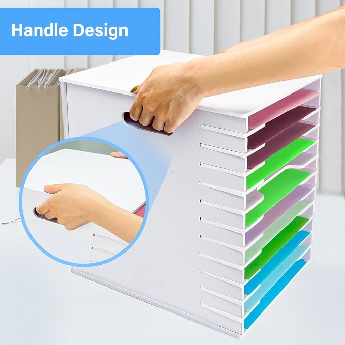 Paper Organizer for Desk 8.5x11'',A4 Paper Sorter-12 Tier | Desk Paper Organizer Storage,Document Holder Storage, Scrapbook Paper Storage Rack for Home Office - Image 3