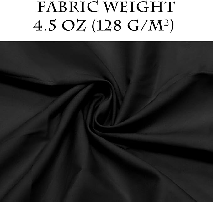 3 Yards Black Cotton Fabric by The Yard in Solid Color - 59” Wide High-Density Natural Cotton Material Apparel Cloth for Quilting, Sewing, Crafts, Binding, Backing & Lining - Image 3