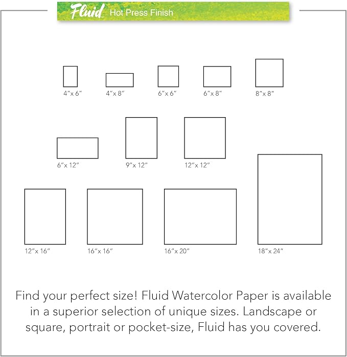 Fluid Artist Watercolor Paper Block, 9 x 12 inches, 15 White Sheets, 140 lb (300 GSM) Hot Press Pad for Painting and Wet Media - Image 6
