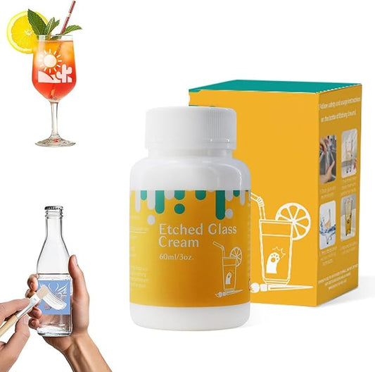 Art Etch Starter Cream(3 oz) for Glass for Intricate Designs, Create Stunning Designs on Glass Surfaces, DIY Art Craft Supplies Create Permanently, Perfect for Mirrors, Windows, Glassware
