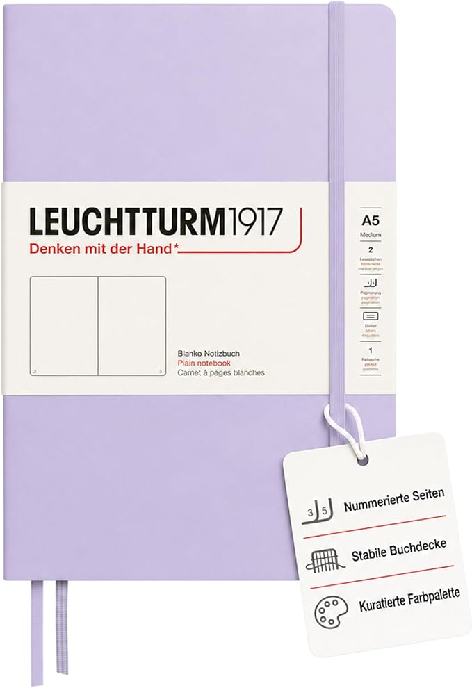 LEUCHTTURM1917 - Notebook Hardcover Medium A5-251 Numbered Pages for Writing and Journaling (Lilac, Plain) by LEUCHTTURM1917