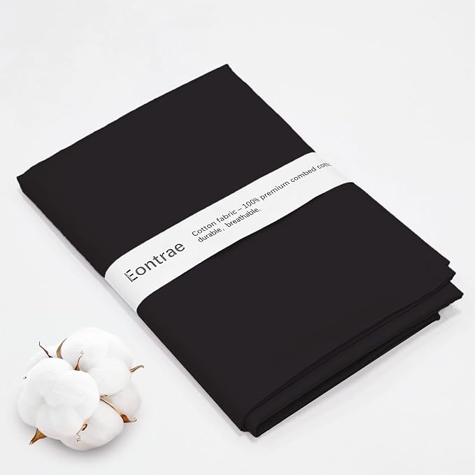 3 Yards Black Cotton Fabric by The Yard in Solid Color - 59” Wide High-Density Natural Cotton Material Apparel Cloth for Quilting, Sewing, Crafts, Binding, Backing & Lining by Unknown
