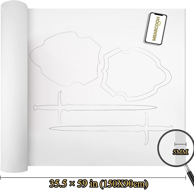 MEARCOOH 2-Pack Large EVA Foam Sheets, White 5mm EVA Foam Roll (1mm to 6mm), 35.5" x 59" Sheet Premium High Density 86 kg/m3 for Cosplay, Crafts Projects (2PCS White 5mm) - Image 3