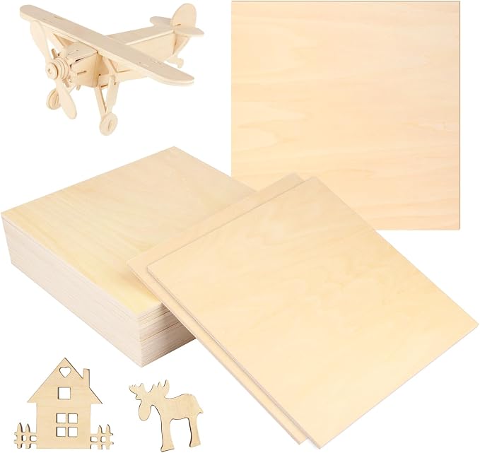15 PCS 12 Inch Square Basswood Board, Thickness 6 mm, Basswood Sheets, Plywood Sheets for Laser, CNC Cutting, Wood Burning, Drawing Painting, Wood Engraving,GNIEMCKIN by GNIEMCKIN