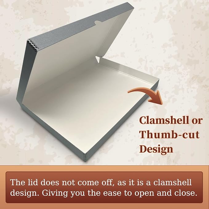 Golden State Art, Clamshell Archival Folio Storage Box 13x19, Gray | Acid-Free Photo Box with Metal Edge Corner, Preserve And Store Paper Documents Cards Prints Arts and Crafts DIY Projects - Image 4