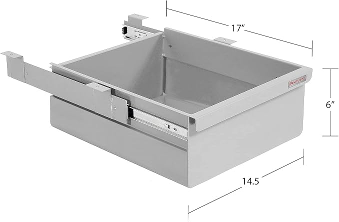 Heavy 16 Ga Cold Rolled Steel Drawer Kit - Powder Painted - 6" High x 14.5" Wide x 17" Length - Gray - by BenchPro. - Image 2