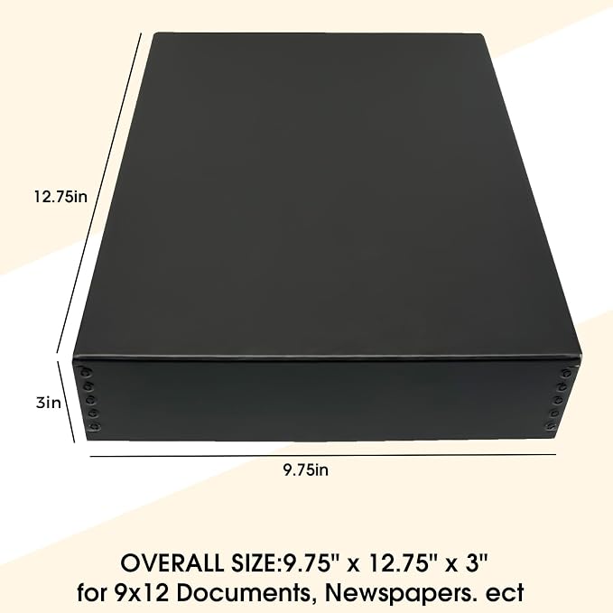 Golden State Art, Drop Front Archival Storage Box, 9.75"x12.75"x3"-Black | Acid-Free 9x12 Museum Photo Storage Box with Metal Edge, Preserve Documents, Prints, Poster, Photographs, Arts And Crafts - Image 3
