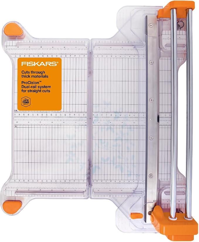 Fiskars ProCision Folding Rotary Bypass Paper Cutter, 12" Cut Length | Cuts Thick Materials, Self-Sharpening Paper Trimmer for Photos, Crafting & Scrapbooking, Arts and Crafts Supplies by Unknown