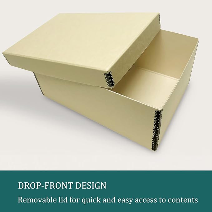 Golden State Art, Archival Photos Storage Boxes, 5"x8"x12", Tan | Acid-Free Card Preservation Box with Removable Lid, for Storing Artwork Pictures Prints Negatives Documents and Paper - Image 6