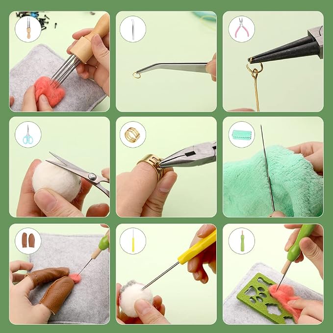 IMZAY Needle Felting Kit for Beginners, 50 Colors Wool Roving Kit | 304 Pcs Needle Felting Starter Kit, Needle Felting Tools with 2 Bags, Felt Tools for Felted Animal Needle Felting Supplies - Image 5