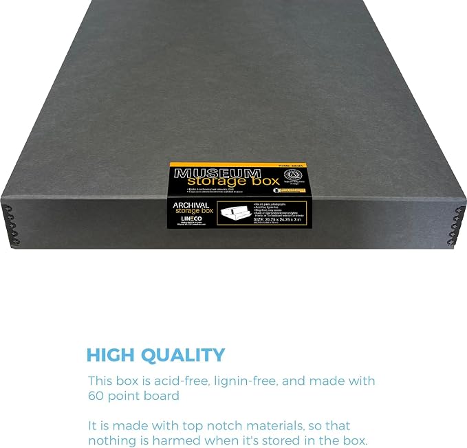 Lineco Museum Archival Storage Box, Drop Front, 20.75x24.75x3 in, Gray | Acid-Free with Metal Edge, Preserves Picture Longevity, Organize Photos, Newspapers, Prints, Documents, Crafts, DIY - Image 6