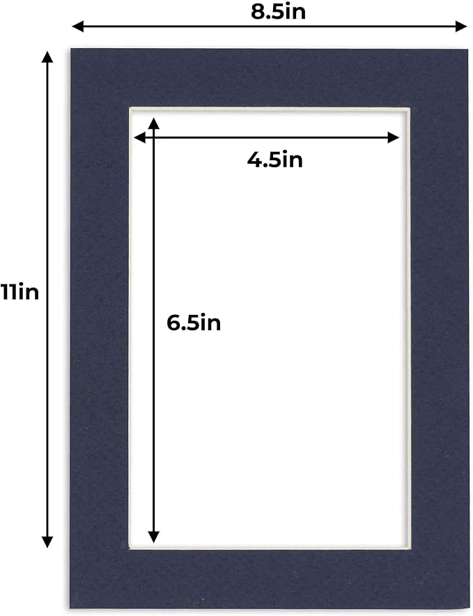 5x7 Mat for 8.5x11 Frame - Precut Mat Board Acid-Free Navy 5x7 Photo Matte Made to Fit a 8.5x11 Picture Frame, Premium Matboard for Family Photos, Show Kits, Art, Picture Framing, Pack of 25 Mats - Image 4