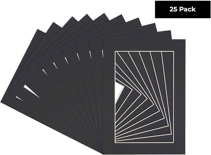 8x10 Mat for 12x16 Frame - Precut Mat Board Acid-Free Black 8x10 Photo Matte Made to Fit a 12x16 Picture Frame, Premium Matboard for Family Photos, Show Kits, Art, Picture Framing, Pack of 25 Mats - Image 4