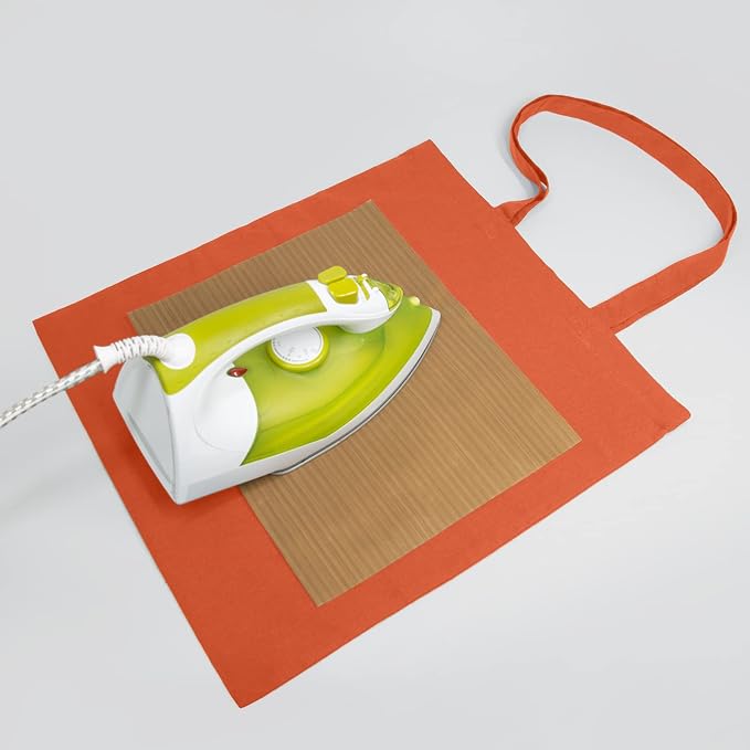 NPBAG 5 Pack 15'' X 16'' Orange Cotton Tote Bags, Blank Bulk Cloth bags with 1pc of PTFE Teflon Sheet - Image 4