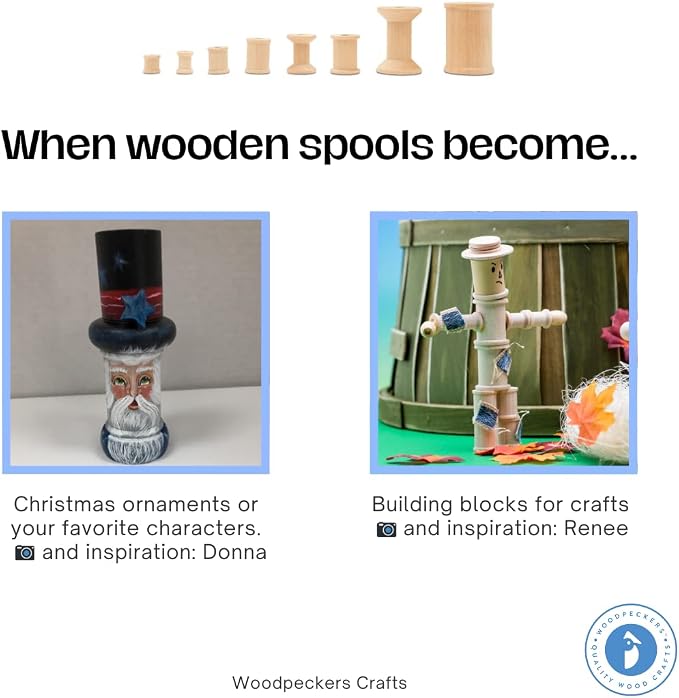 Wooden Spools 1/2 x 1/2 inch Pack of 500 Unfinished Mini Birch Wood Spools, Splinter-Free, for Crafts and Wood Jewelry by Woodpeckers - Image 5