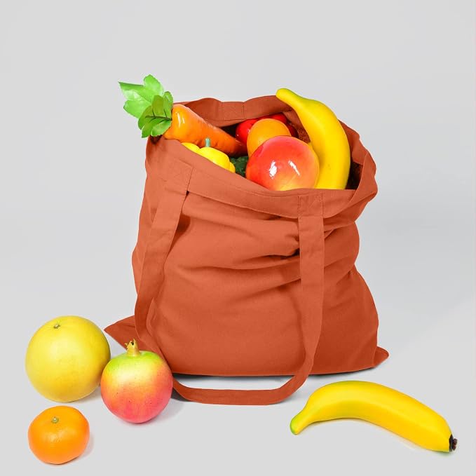 NPBAG 5 Pack 15'' X 16'' Orange Cotton Tote Bags, Blank Bulk Cloth bags with 1pc of PTFE Teflon Sheet - Image 3