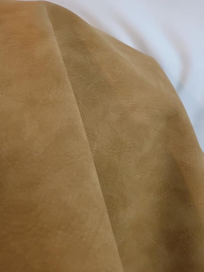 NAT Leathers | Wheat Tumbled Nubuck Calf Soft Faux Vegan Leather PU {Peta Approved Vegan} | 10 Yards (360 x 54) Cut by Yard | Synthetic Pleather 0.9 mm Nappa Vinyl Upholstery | 360"x54" (Wheat Nubuck) - Image 4