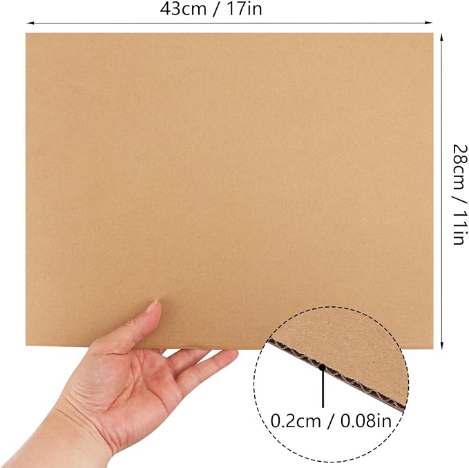 80 Pack 11"x 17" Corrugated Cardboard Sheets, 2 mm Thickness | Flat Cardboard Layer Pads , Flexible Packaging Inserts for Shipping, Mailing, and Crafts - Image 2