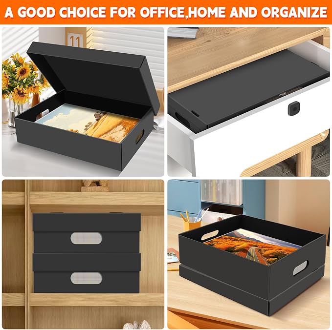 AOBOPLE 2 Pack Photo Storage Box,16" x 12" x 4" Keepsake Box with Handle Holes,Protective Storage Box for Photos Pictures Documents Artwork DIY and Souvenir,Home and Office Organizer | Cardboard Keepsake Storage Box,Photo Boxes for Pictures Documents A... - Image 6