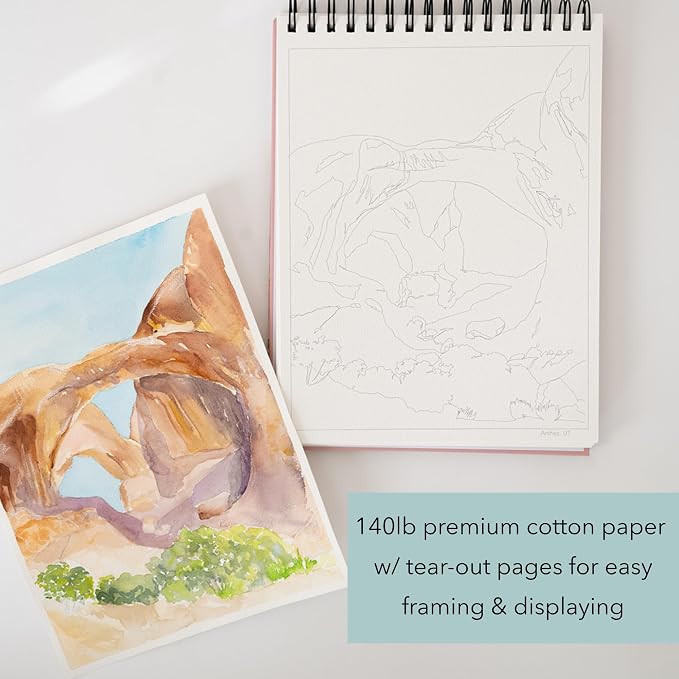 National Parks Watercoloring Book - Adult Coloring Workbook for Watercolor Painting - 21 Easy Outlines on Premium Paper - Includes Video Tutorials - Beginner Nature Outlines - Image 2