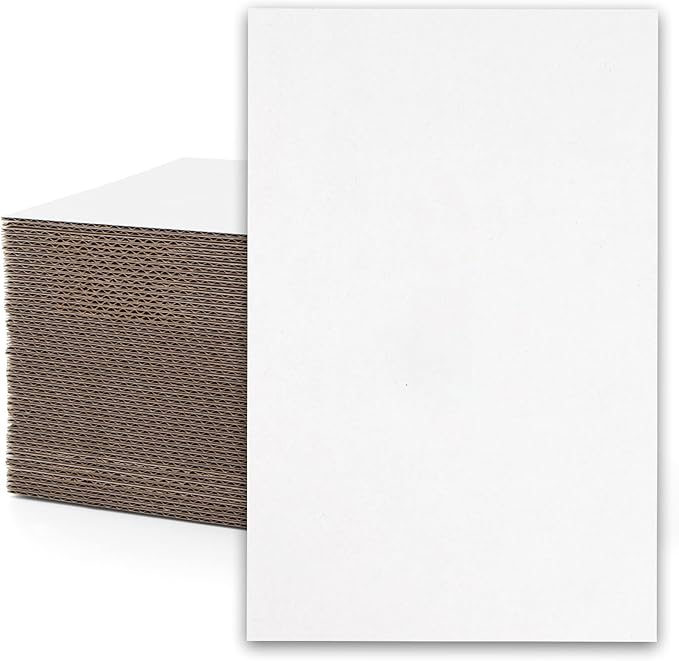 Mat Board Center, 11x17 Inch Corrugated Cardboard Sheets 50 Pack | Flat Cardboard Inserts for Mailing, Packaging & Shipping, Cardboard Backing, Craft Card Board (White on one side) by MatBoardCenter