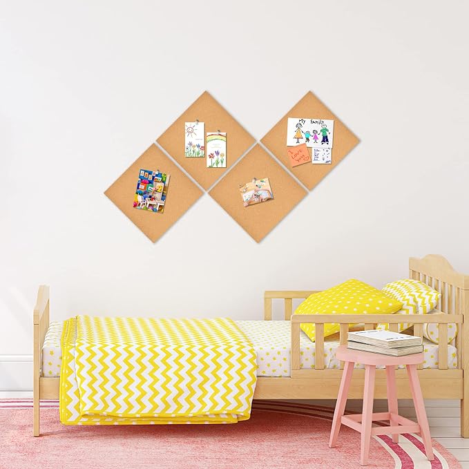12x12 Cork Board Tiles Bulletin Board, 1/2" Thick Small Square Cork Boards for Walls, Self-Adhesive Cork Tiles for Home, Office, School, Bulletin Board Decorations(12mm,2pc) - Image 6