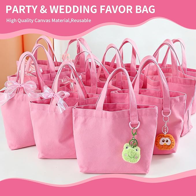 1 | 12 | 24 Pack Small Canvas Tote Bags, Mini Tote Bags Bulk for Women, DIY Blank Reusable Cute Sublimation Tote Bag - Image 3