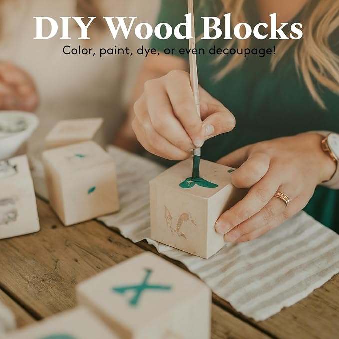 DIY Wooden Cubes 3-inch, Pack of 2 Large Wooden Blocks, Unfinished Wood Blocks for Crafts, STEM, Dice, and Building Blocks for Stacking, by Woodpeckers - Image 2