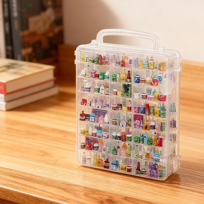 48-Slot Mini Brand Storage Case Plastic Mini Brand Organizer Box with Adjustable Dividers Clear Toy Storage Case for Mini Brand Collector Toy Portable Compartment Container for Collectibles(Case Only) - Image 6