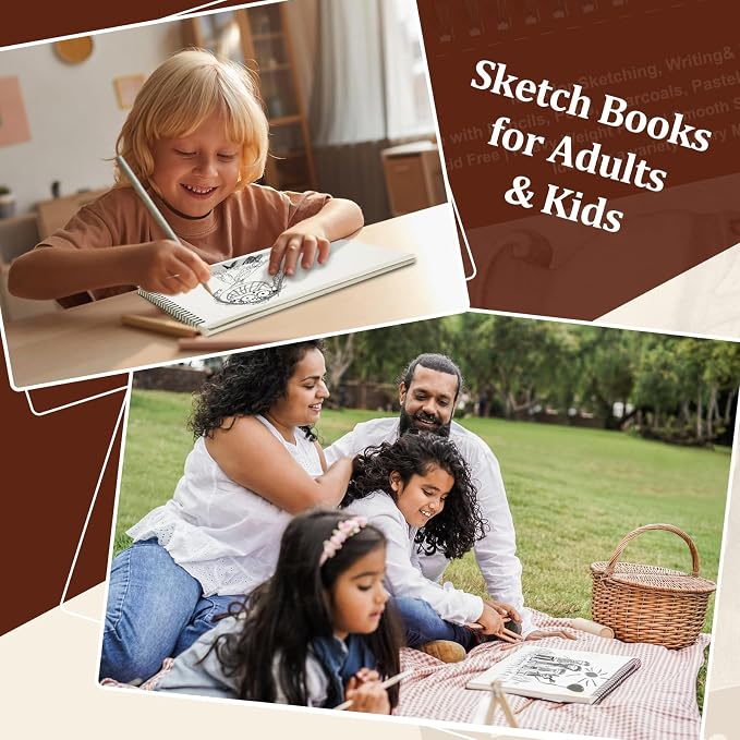 TKOOFN 5 Pack 8.5" x 11" SketchBooks Bulk,Top Spiral Bound Sketchbook | 60 Sheet Each,600 Sheets total,68lb/100gsm thick,Acid-Free,Sketch Drawing Paper Pad for Adult Kids Artists Beginners - Image 7