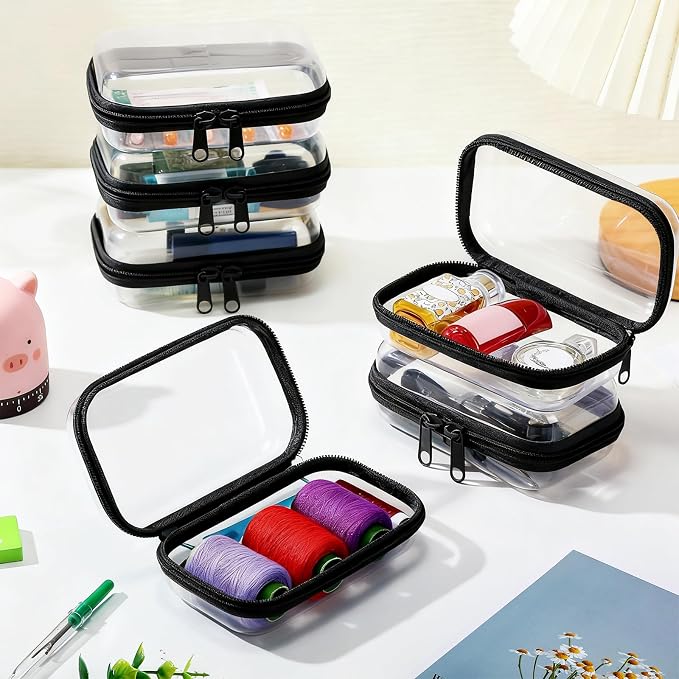 Sanwuta 6 Clear Hard Zipper Case,Black,5 X 3 X 2 Inch | Pencil Case Pouches ,Makeup Bag,Plastic Toiletry Diaper Bag ,Travel Toy Storage,Waterproof Organizer Bins - Image 6