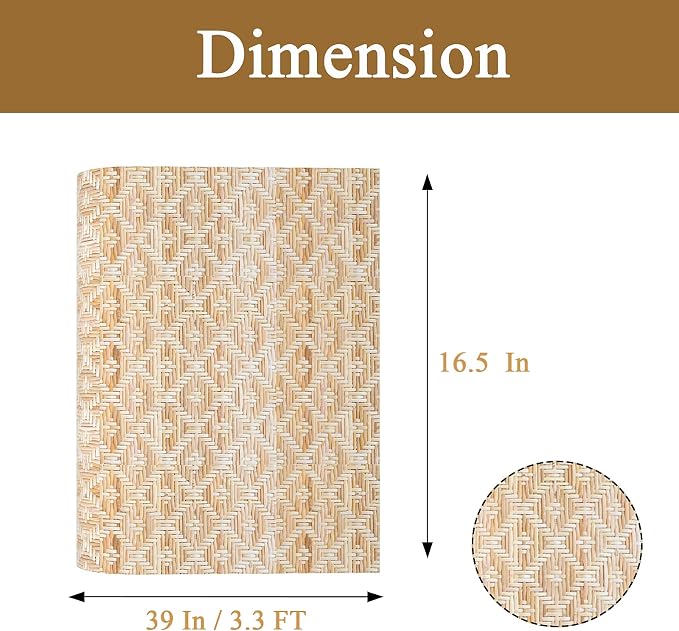 16.5” x3.3FT Natural Rattan Cane Webbing, Woven Mesh Cane Net Roll for DIY Caning Furniture Decor Projects: Chair, Cabinet, Ceiling and Door (+) - Image 7