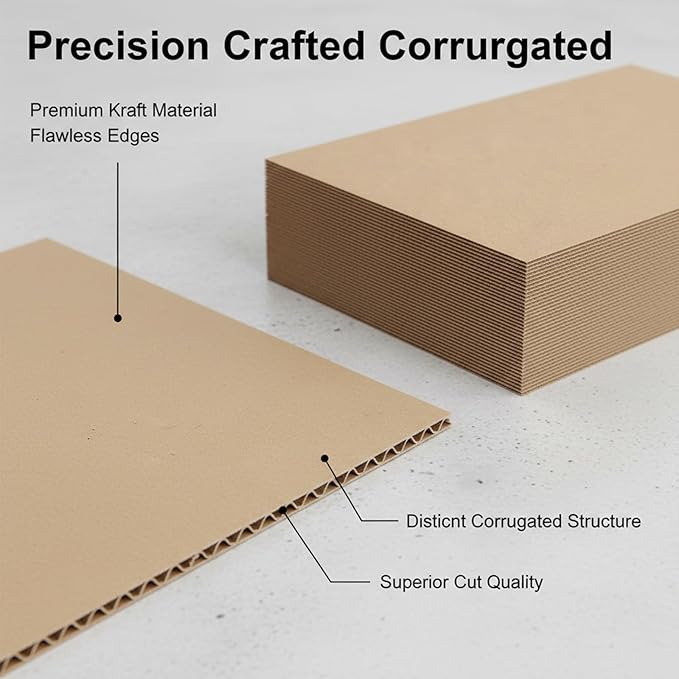 100 Pack 12x12 Corrugated Cardboard Sheets, Flat Cardboard Inserts for Shipping, Mailing, Packing, DIY Crafts - Image 7