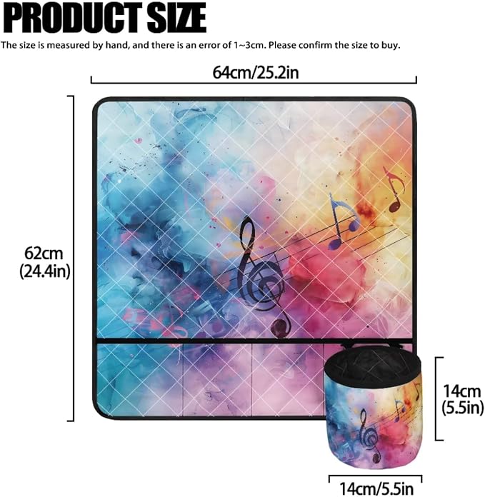 Tie Dye Music Sewing Machine Dust Cover & Mat for Table Muffling - Machine Washable, Dust Resistant - Image 4