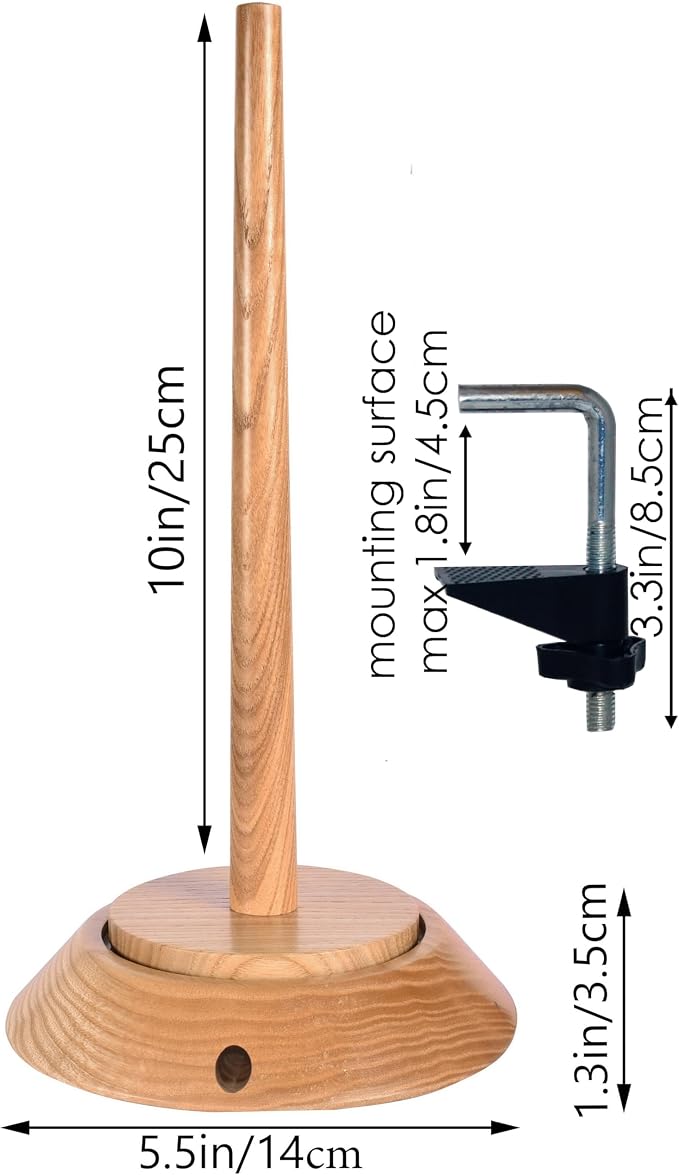 BARVA Yarn Holder 22 Lb Capacity w/Table Clamp for Chunky Yarn | Smooth Bearing Spinner & Big Rubber Anti Slip Pads for Stability | European Wood Crochet Accessories and Pro Tools for Fiber Crafts - Image 2