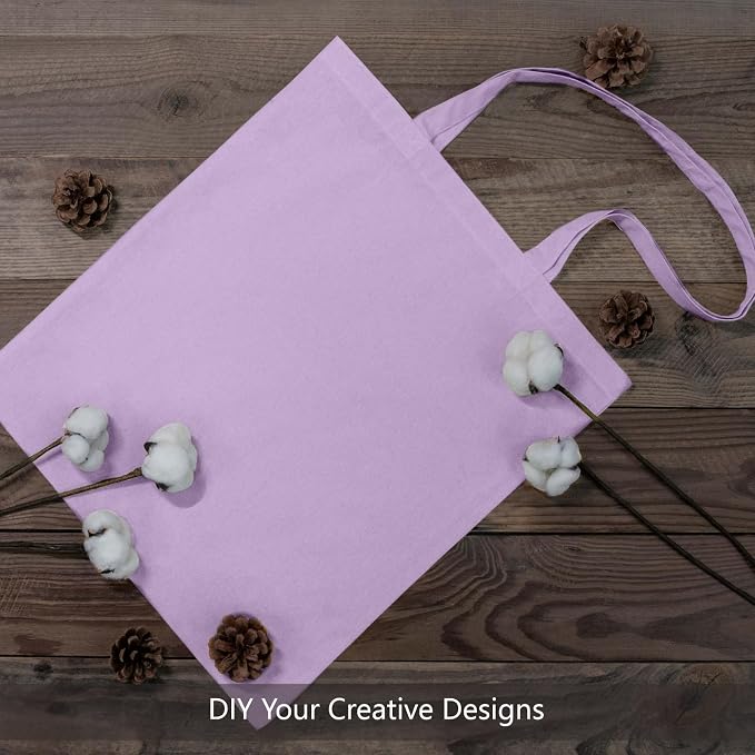 TOPDesign 6-Pack Economical 16"x15" Lavender Cotton Tote Bags, Lightweight Medium Reusable Grocery Shopping Cloth Bags, Suitable for DIY, Advertising, Promotion, Gift, Activity - Image 3