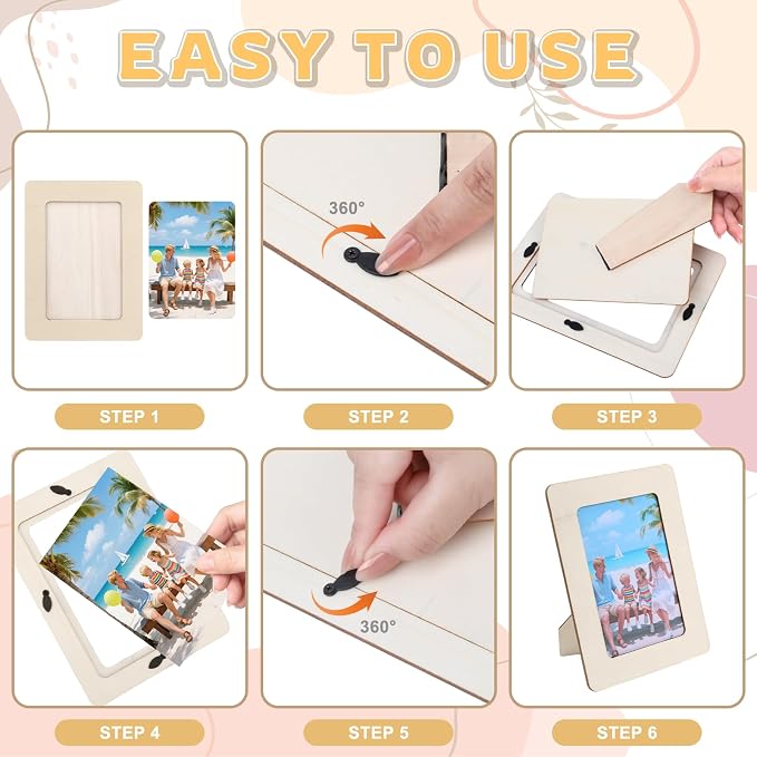 SAYAYA 50 PCS Unfinished Wood Picture Frames Bulk 4x6, DIY Wooden Photo Frames for Crafts, Solid Wood Blank Picture Frames for Painting, Ideal for Classroom Projects, Party Decor, Mother’s Day Gifts - Image 4