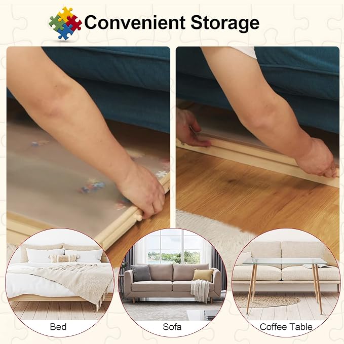 1000 Piece Wooden Folding Puzzle Table with 4 Drawers - Image 6