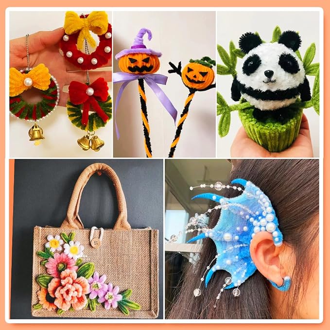 GAGANIU 1200pcs Pipe Cleaners, 24 Colors Chenille Stems with Flower Manual | 12inch x 6mm Limpia Pipas for Arts and Crafts, Holiday Home DIY Decorations Handmade Bouquets - Image 6