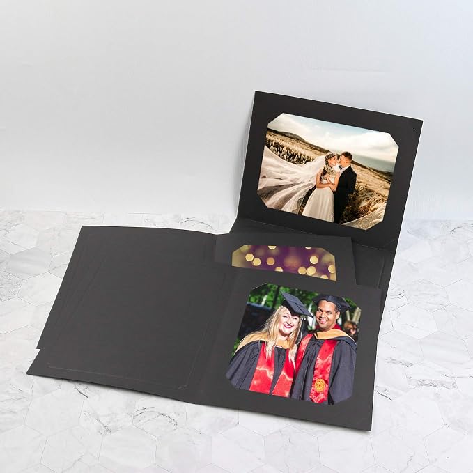 Golden State Art 50 Pack, Black with Gold Lining, Cut Corner Photo Folders for 6x8/8x10 Pictures, Perfect for Weddings, Birthdays, Christmas, Graduation, and Special Events - Image 5