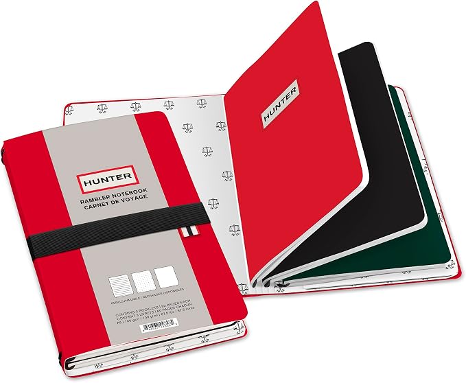 Hunter - Rambler Refillable Notebook, 8.6” X 6” Book with 3 A5 Booklets, 80 Pages Each of Lined Paper, Dot Grid, & Blank Pages for Drawing or Journaling, Elastic Band & Inside Pocket, Hunter Red - Image 7