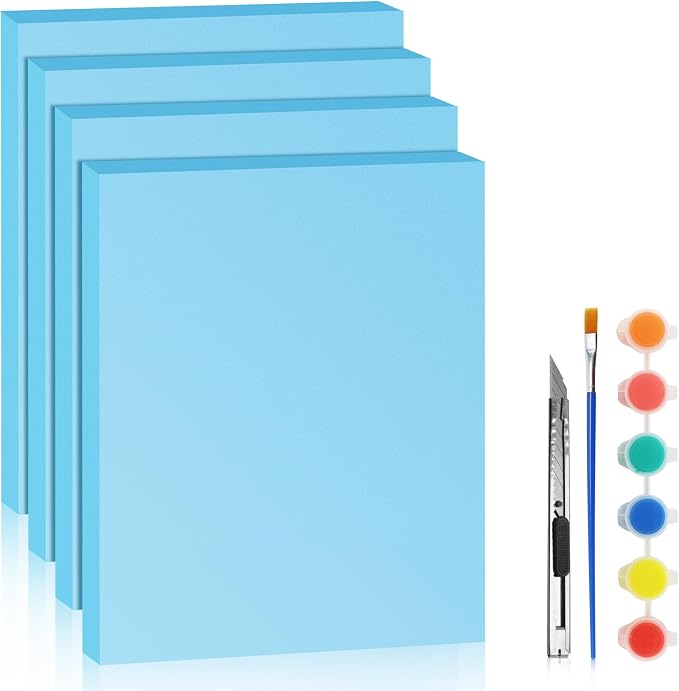 LuckyFoam Blue 4 Pack 15x12x1 inch Foam Sheets 1 Inch Thick | Polystyrene Rectangles XPS Foam Board Craft for Insulating DIY Modeling Art Supplies by LuckyFoam