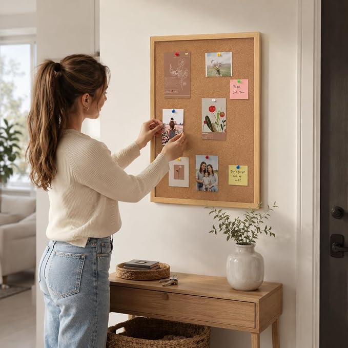 13.3"x17.8" Crude Wood Framed Hanging Cork Bulletin Board | Premium quality. This large bulletin board serves as reliable corkboards for wall display. - Image 5