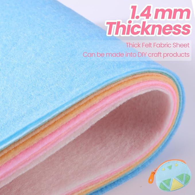 Peryiter 150 Pcs Back to School Pastel Felt Sheets Bulk for Craft 8 x 12 Inch 1.4 mm Pink Thick Colorful Stiff Felt Fabric Craft Square for Crafting Sewing School DIY Project - Image 4