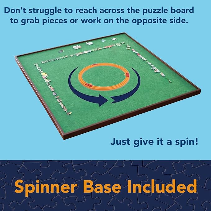 Bits and Pieces Rotating Puzzle Board with Lazy Susan, Portable 1500 Piece Jigsaw Puzzle Table with Fabric Lining, Measures 34" x 34" - Image 4