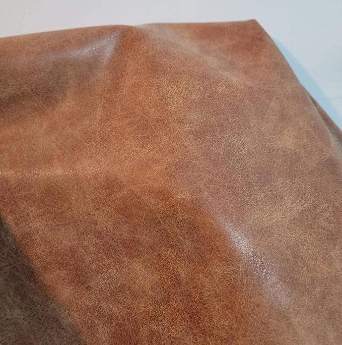 NAT Leathers,Blonde Light Tan Distress Crazy Horse Soft Faux Vegan Leather PU {Peta Approved Vegan},Synthetic Pleather 0.9mm Smooth Nappa Vinyl Upholstery,180"x54" - Image 6