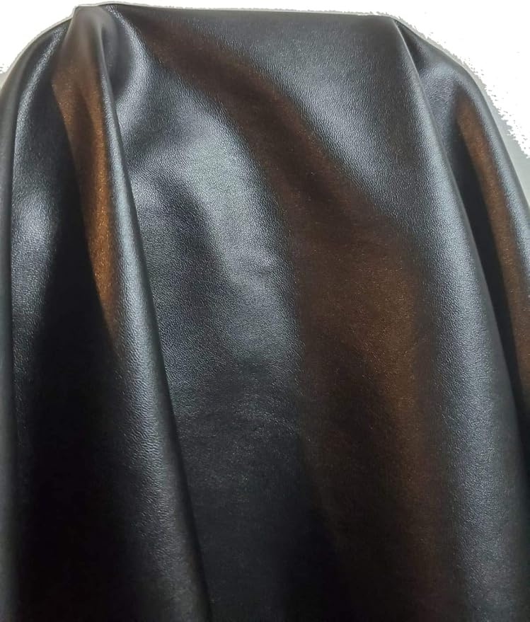 NAT Leathers | Black Garment Soft Faux Vegan Leather PU (Peta Approved Vegan) | by The Yard Synthetic Pleather 0.6 mm Nappa | 3 Yards (108 inch x 54 inch) - Image 2