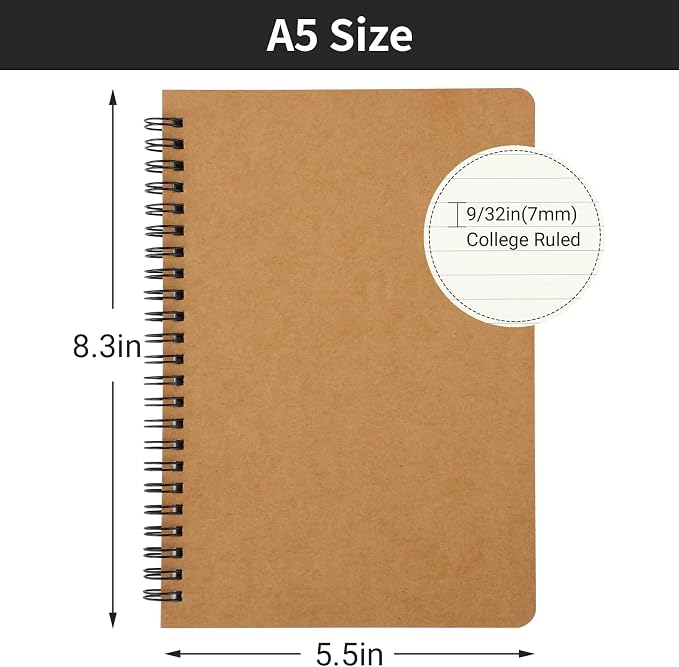 EUSOAR Spiral Journal Notebook, A5 12 Pack 5.5" x 8.3" 120 Pages Lined Travel Writing Notebooks Journal, Memo Notepad Sketchbook, Students College Office Business Subject Diary Ruled Book Journal - Image 2