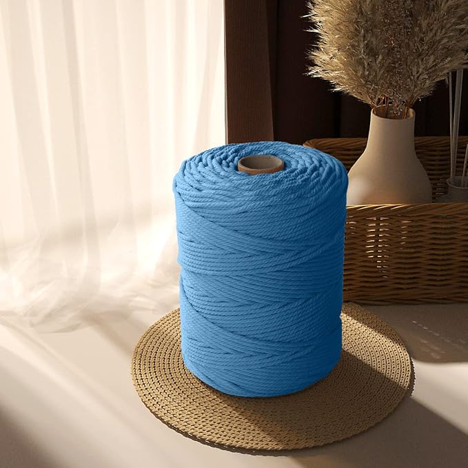 ZUEXT Macrame Cord, Light Blue, 5mm x 328yds Cotton String Macrame Yarn | Natural Handmade, 4 Strands Twisted Cotton Rope, for Craft Wall Hanging Weaving Tapestry Dream Catchers Hanger DIY Gift, 300m - Image 7