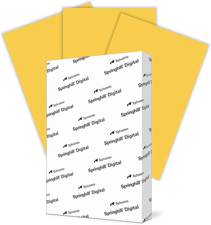 Springhill 8.5” x 11” Goldenrod Yellow Colored Cardstock Paper, 67lb Vellum Bristol, 147gsm, 250 Sheets (1 Ream) – Premium Lightweight Cardstock, Vellum Printer Paper with Textured Finish – 086008R by Springhill